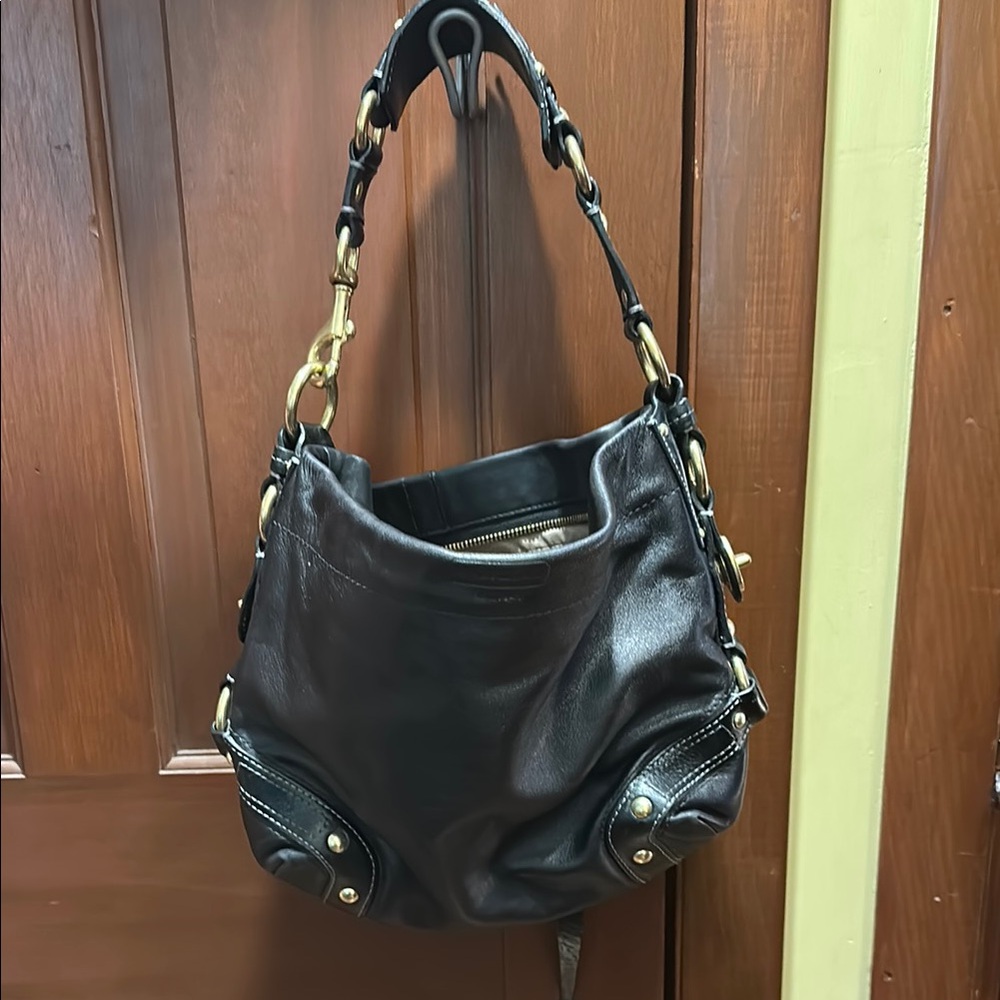 Coach Carly Purse Duffle Sac Bag in Black Leather NWOT